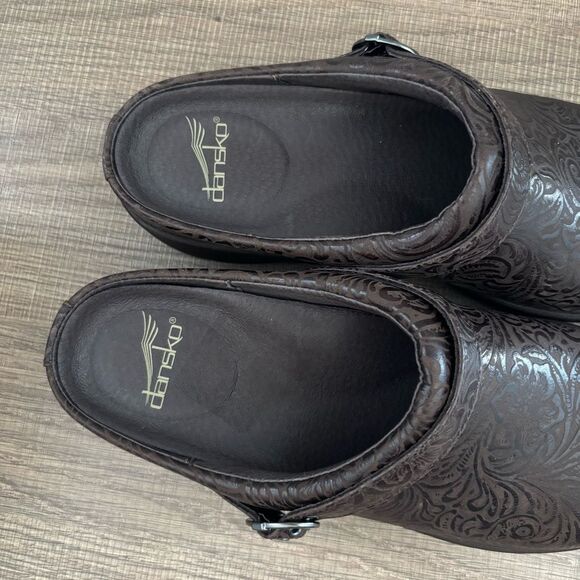 NWOB DANSKO Brown Floral Slide On Shoes - Picture 2 of 6